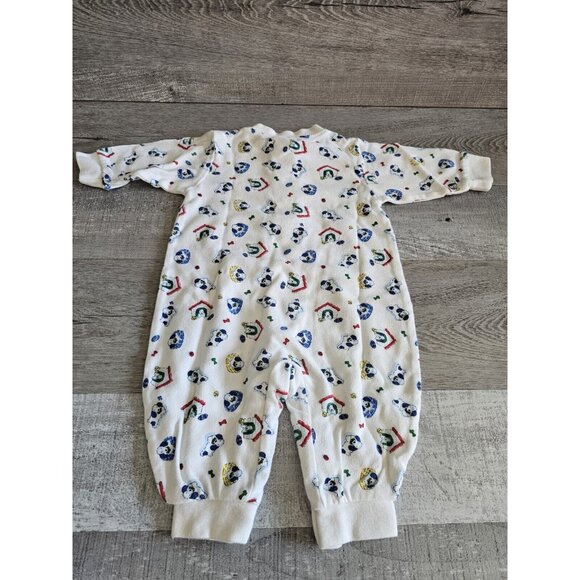 Vintage Sears Good News Romper Sleeper 3-6 Mo Blue Red Puppies Design 1980s - Picture 7 of 7